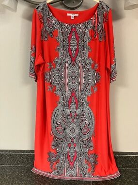 3/30 studio one orange and black dress 1x